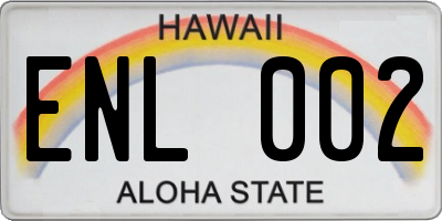 HI license plate ENL002