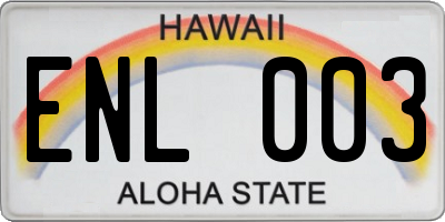 HI license plate ENL003