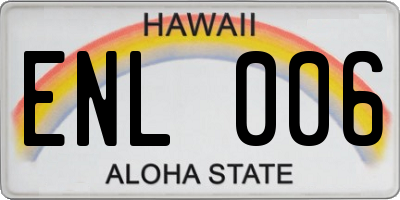 HI license plate ENL006
