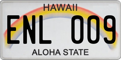 HI license plate ENL009