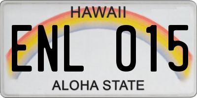 HI license plate ENL015