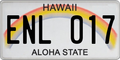 HI license plate ENL017