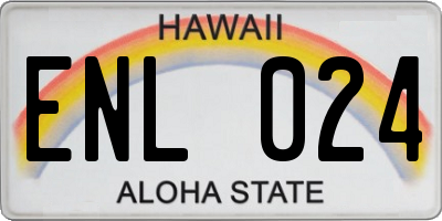 HI license plate ENL024