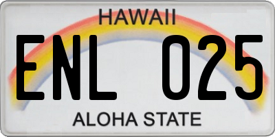 HI license plate ENL025