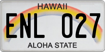 HI license plate ENL027