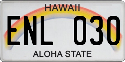 HI license plate ENL030