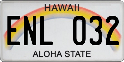 HI license plate ENL032