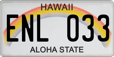 HI license plate ENL033