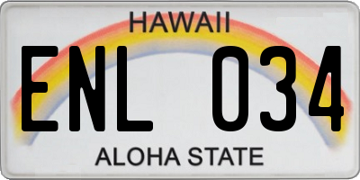 HI license plate ENL034