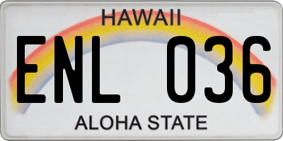 HI license plate ENL036