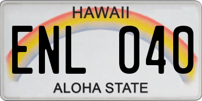 HI license plate ENL040
