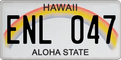 HI license plate ENL047