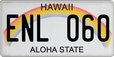 HI license plate ENL060
