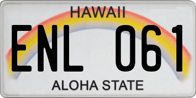 HI license plate ENL061