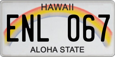 HI license plate ENL067
