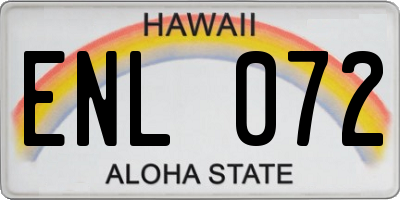 HI license plate ENL072