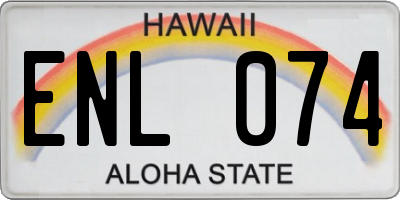 HI license plate ENL074