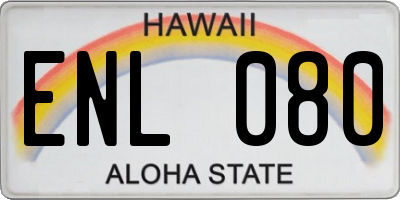 HI license plate ENL080