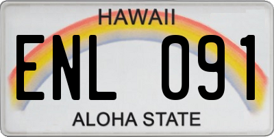 HI license plate ENL091