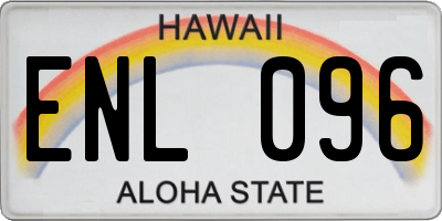 HI license plate ENL096