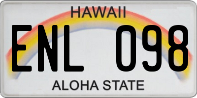 HI license plate ENL098