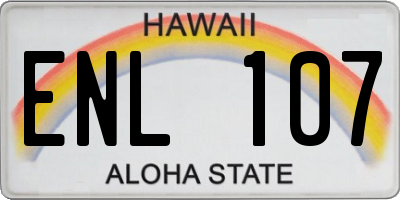 HI license plate ENL107
