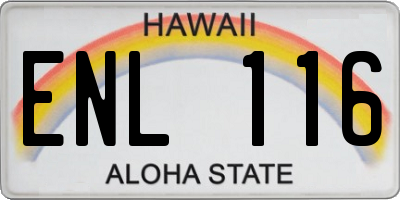 HI license plate ENL116