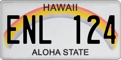 HI license plate ENL124