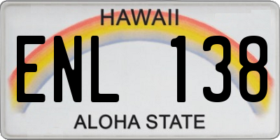 HI license plate ENL138