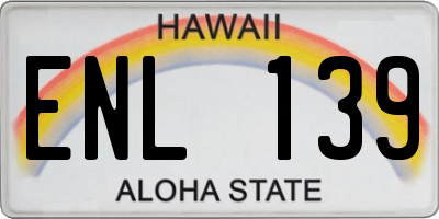 HI license plate ENL139