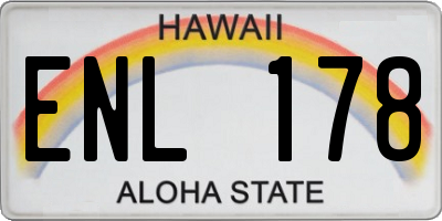 HI license plate ENL178