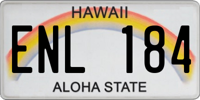 HI license plate ENL184