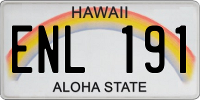 HI license plate ENL191