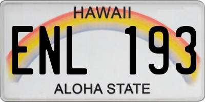HI license plate ENL193