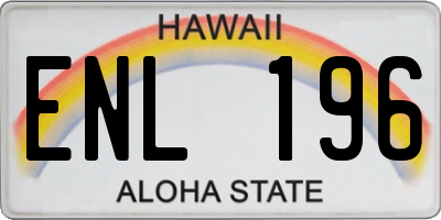 HI license plate ENL196