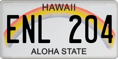 HI license plate ENL204