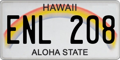 HI license plate ENL208
