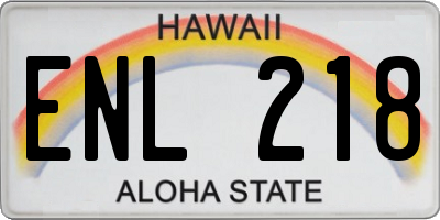 HI license plate ENL218