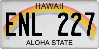 HI license plate ENL227