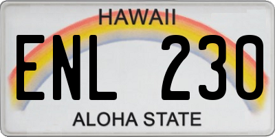 HI license plate ENL230