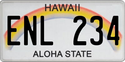HI license plate ENL234