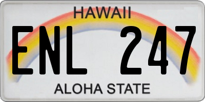 HI license plate ENL247