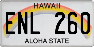 HI license plate ENL260