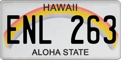 HI license plate ENL263