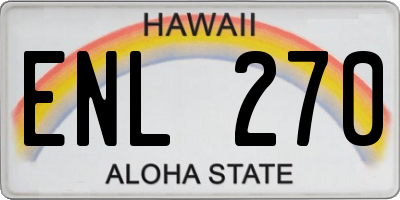 HI license plate ENL270