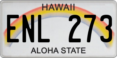 HI license plate ENL273
