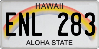 HI license plate ENL283