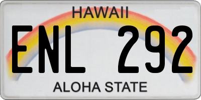 HI license plate ENL292