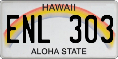 HI license plate ENL303