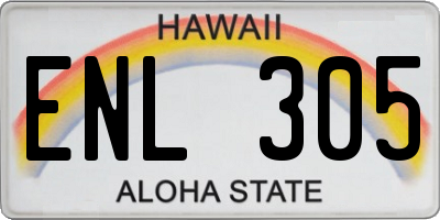 HI license plate ENL305